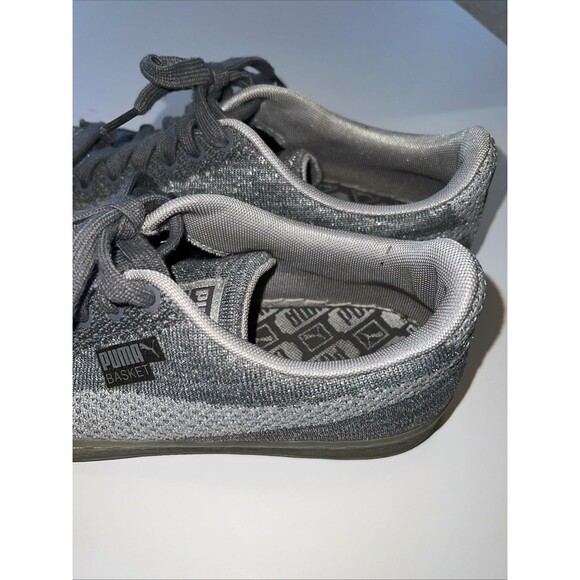 PUMA Shoes Mens 9 Basket Athletic Low Top Knit Sneakers 363087-01 Gray Fabric - Picture 3 of 7
